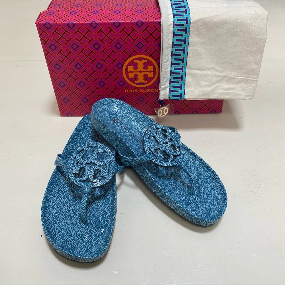 Tory Burch Miller Cloud Stingray Printed Leather Style 90568 Size 8.5 - Picture 1 of 5